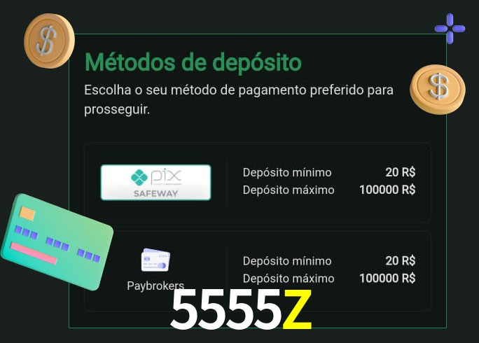 O cassino 5555Z oferece uma grande variedade de métodos de pagamento